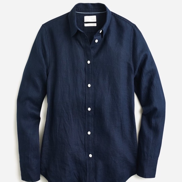 Slim-fit Baird McNutt Irish linen shirt, navy, sz 4 - Picture 1 of 4